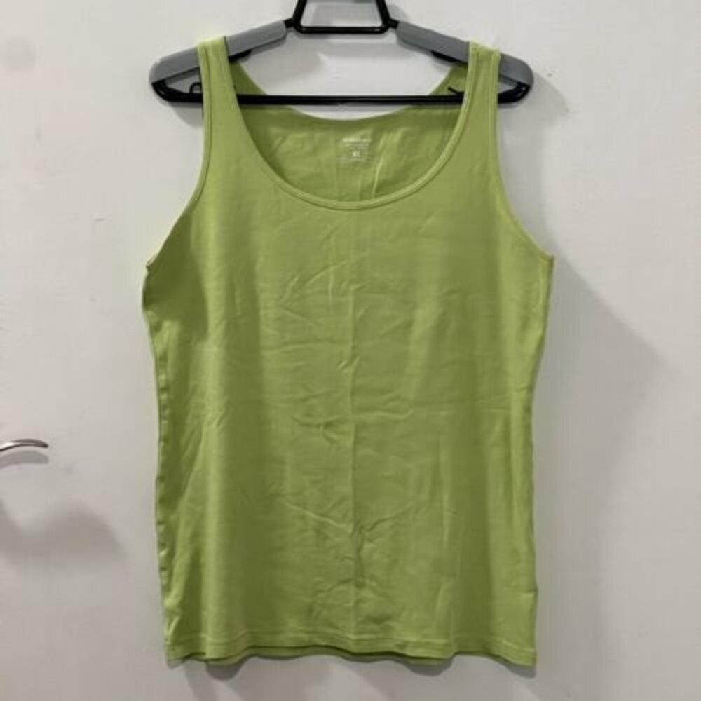 Dress Barn Woman's Yellow Green Tank Top Sleeveless Round Neck Cotton Top XL